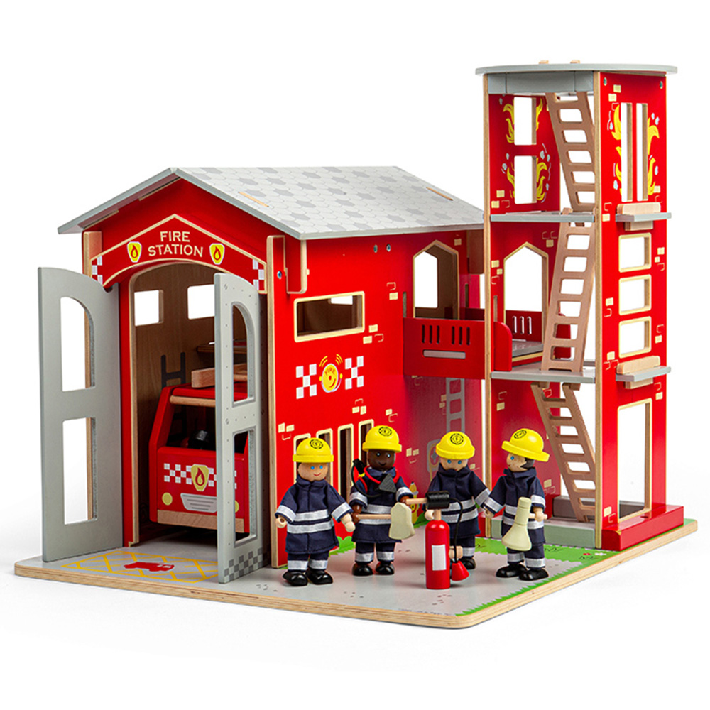 Bigjig Toys Wooden City Fire Station Playset Image 2