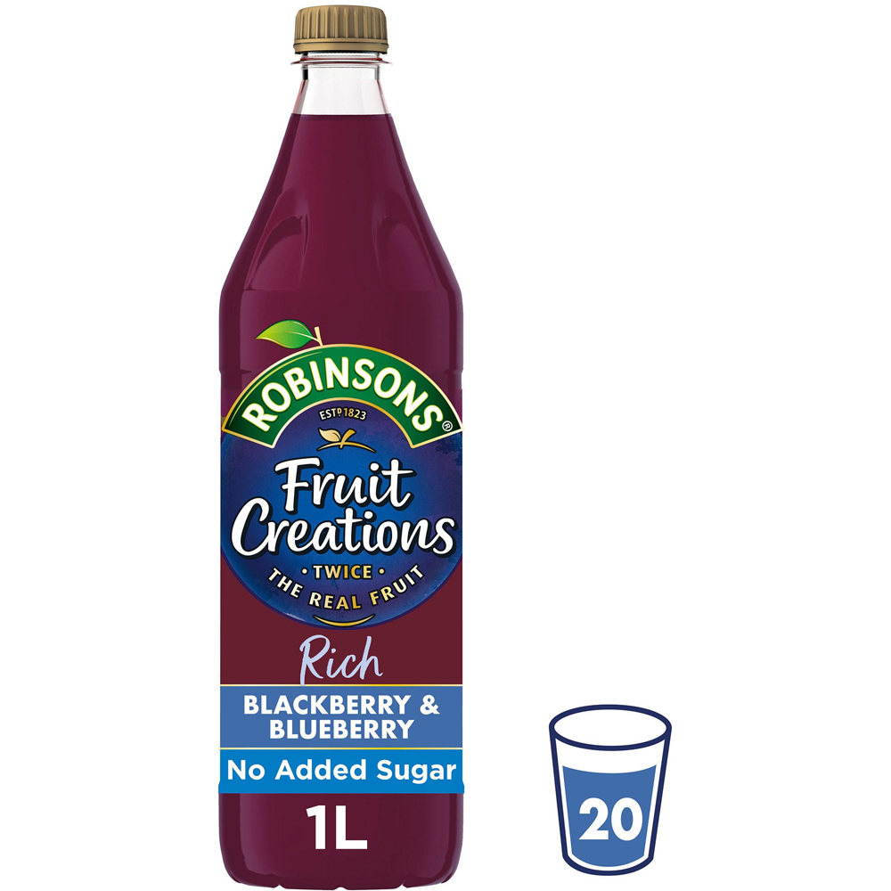 Robinsons Fruit Creations Blackberry and Blueberry No Added Sugar Squash 1L Image 2