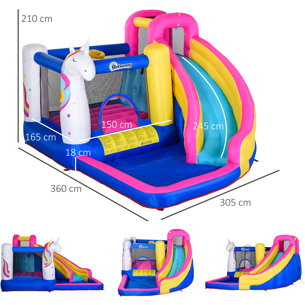 Outsunny 5 in 1 Unicorn Style Bouncy Castle with Blower Image 7