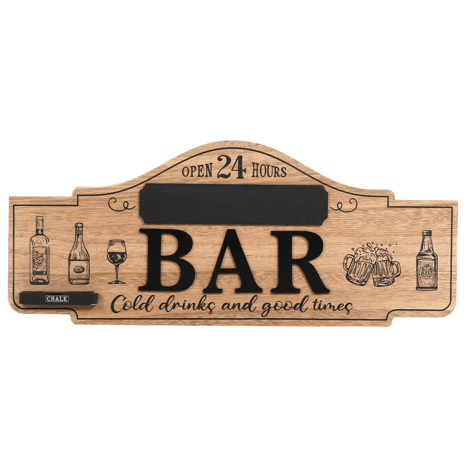 Wood Effect Personalise Bar Wall Sign 48 x 20cm Image
