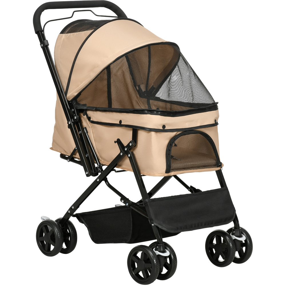 PawHut Brown Pet Stroller with Reversible Handle Image 1