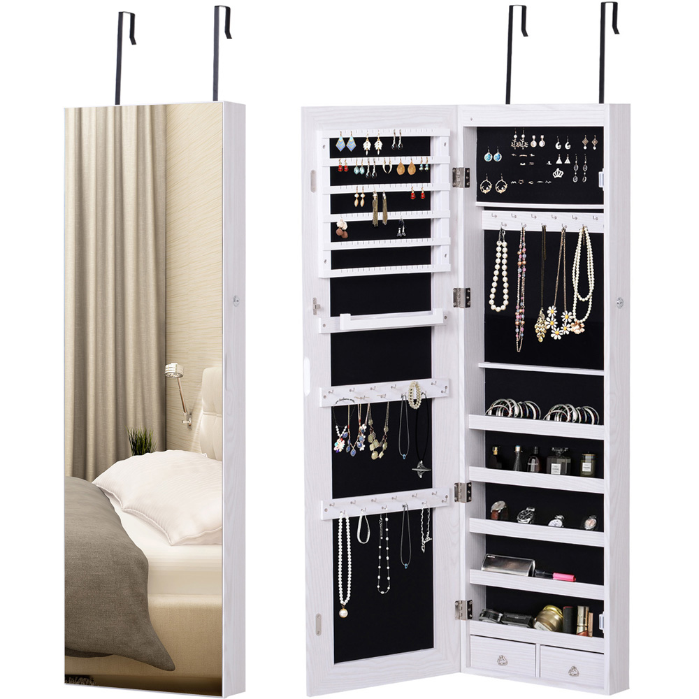 Portland White Mirrored Jewellery Storage Cabinet with LED Light Image 3