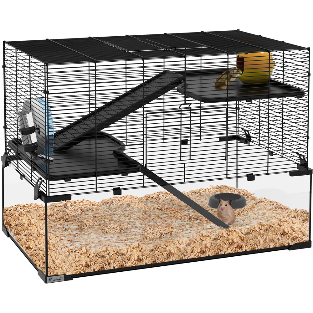 PawHut Black 3 Tier Hamster Cage 57 x 48.5 x 78.5cm Image 1