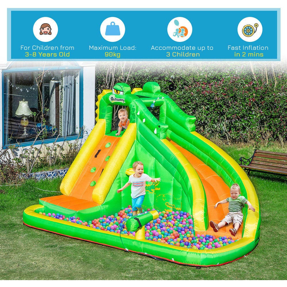 Outsunny Kids Dinosaur Theme Bouncy Castle with Blower Image 6