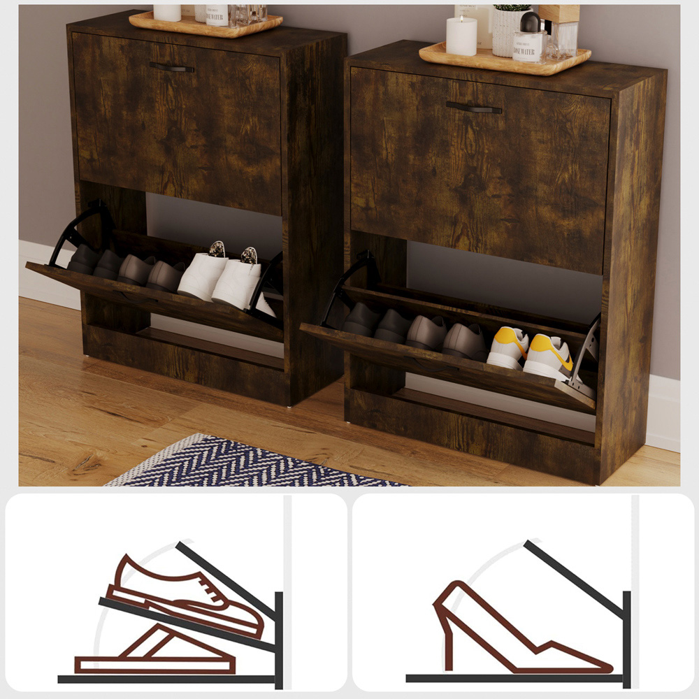 Vida Designs 2 Drawer Dark Wood Shoe Cabinet Image 6