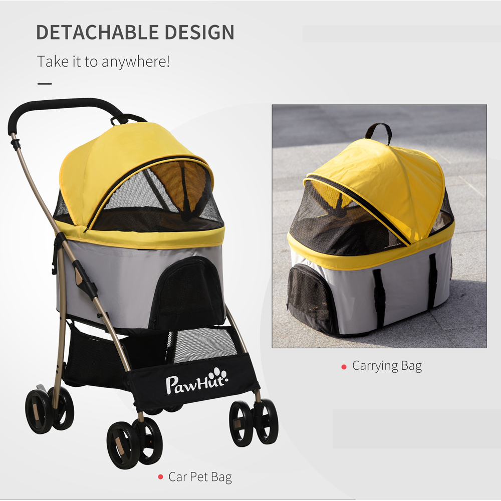 PawHut 3 in 1 Yellow Pet Stroller Image 5