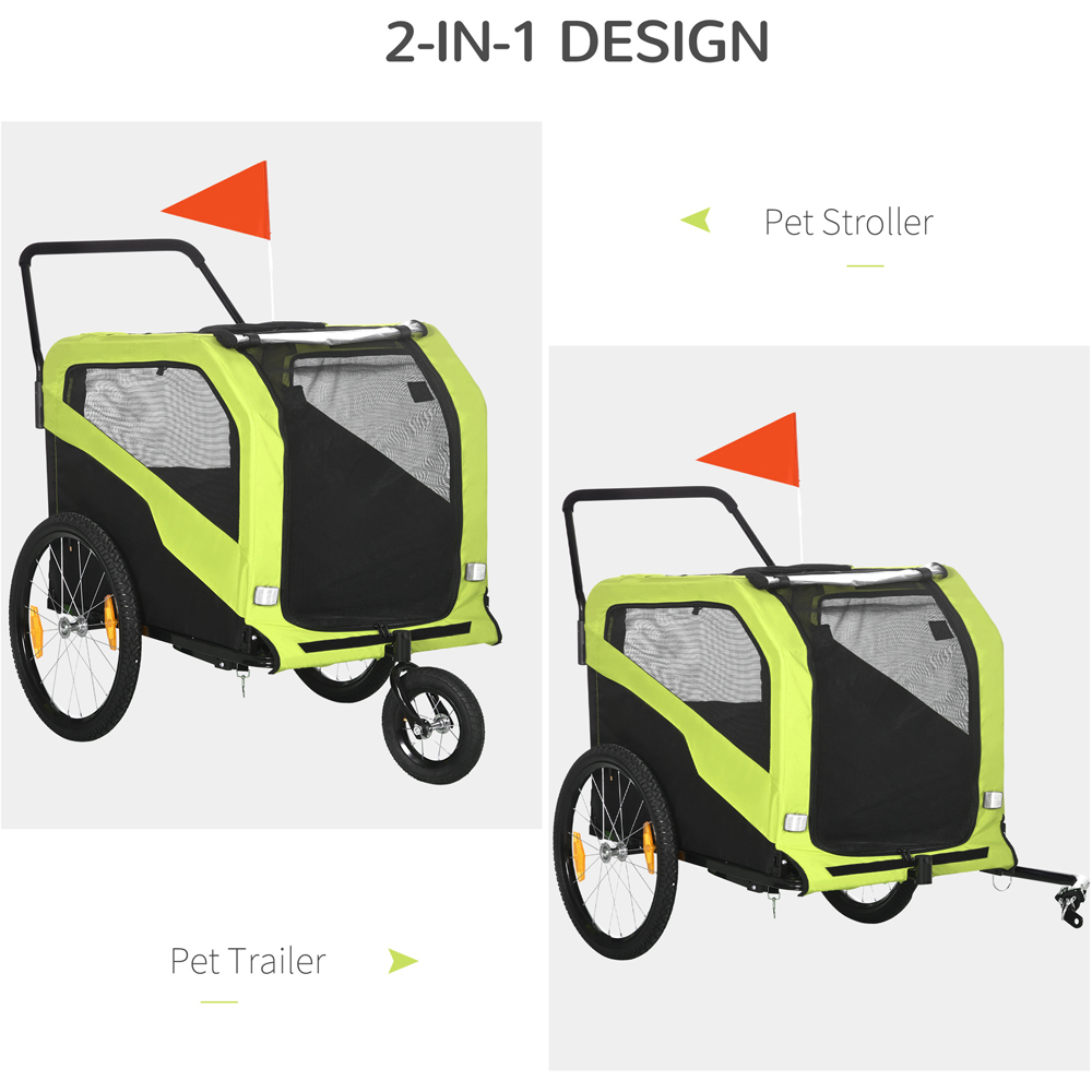 PawHut 2 in 1 Large Green Dog Trailer with Hitch Image 4