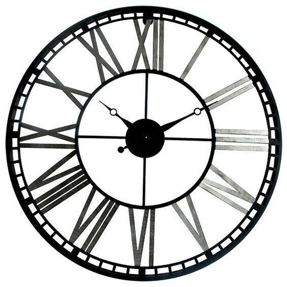 WALPLUS Black Industrial Iron Clock 70cm Image 1