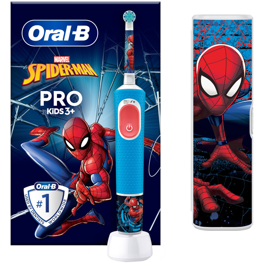 Oral-B Spiderman Vitality Pro Kids Electric Toothbrush with Travel Case Image 2