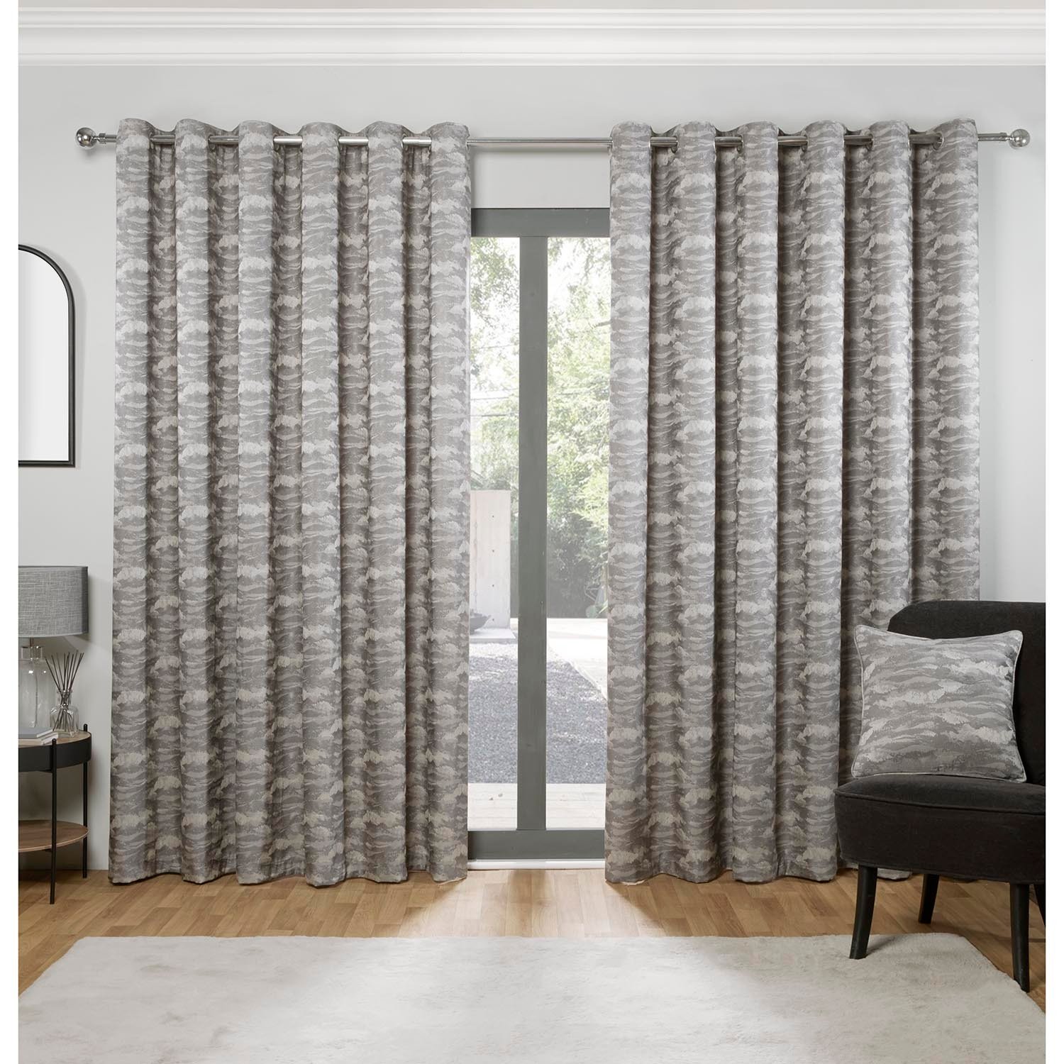 Astoria Eyelet Curtains - Grey / 229cm / 168cm Image 1