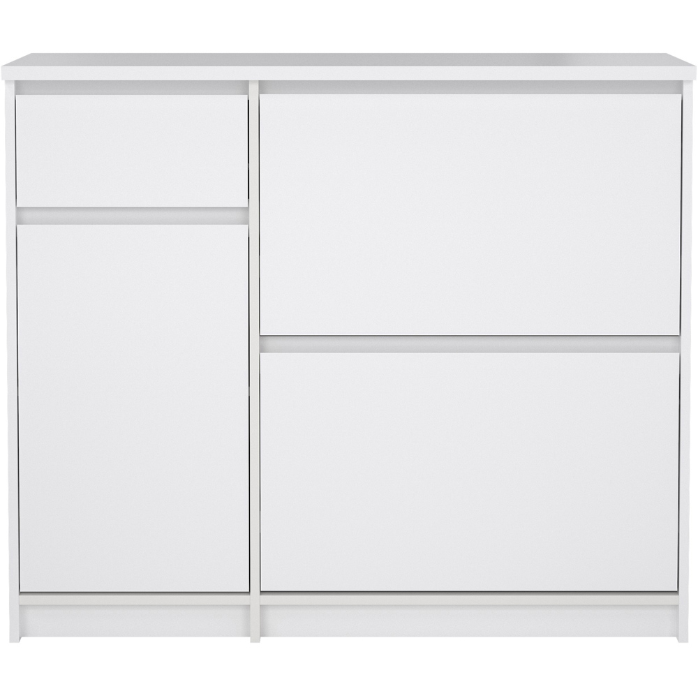 Florence Single Door 3 Drawer White High Gloss Shoe Cabinet Image 3