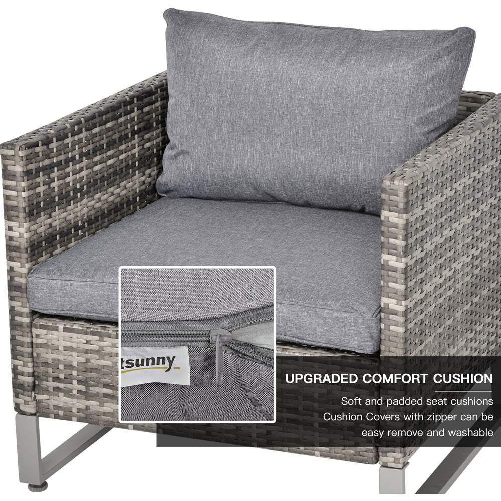 Outsunny PE Rattan 4 Seater Sofa Dining Set Deep Grey Image 5