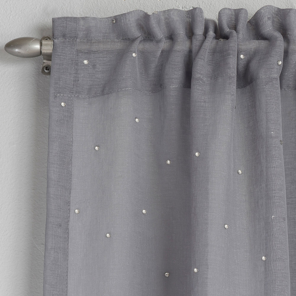 Grey Jewel Panel Voile Curtain 229 x 140cm Image 2