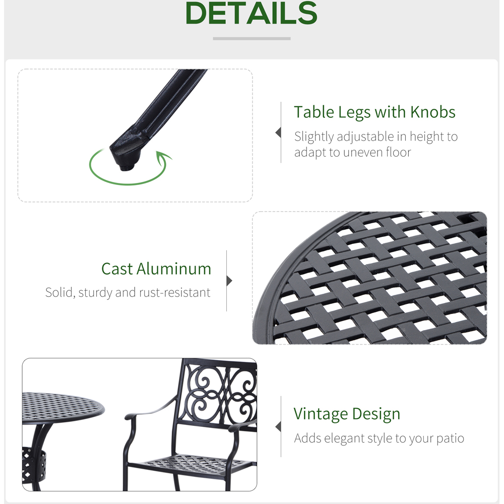 Outsunny Black Curved Metal Garden Table with Parasol Hole Image 6