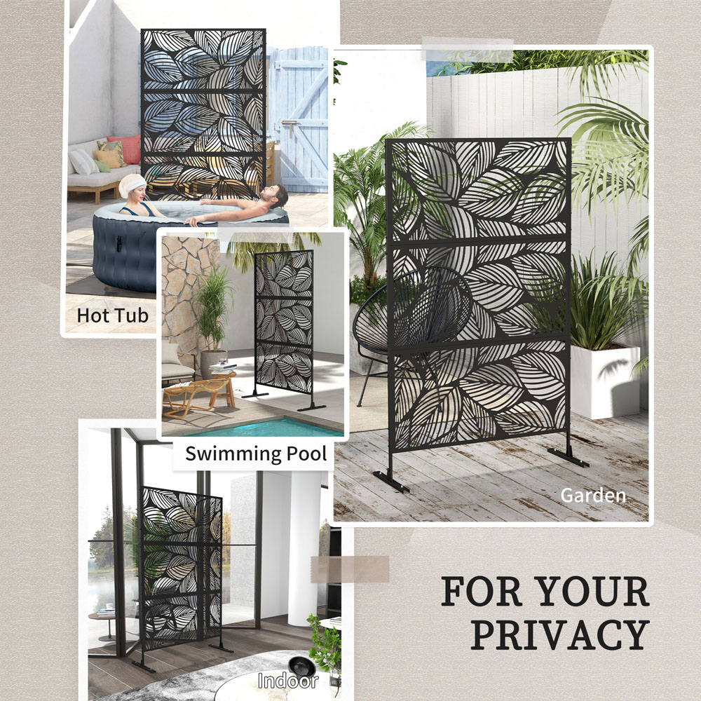 Outsunny 6.4 x 4ft Black Leaf Outdoor Privacy Screen Image 6