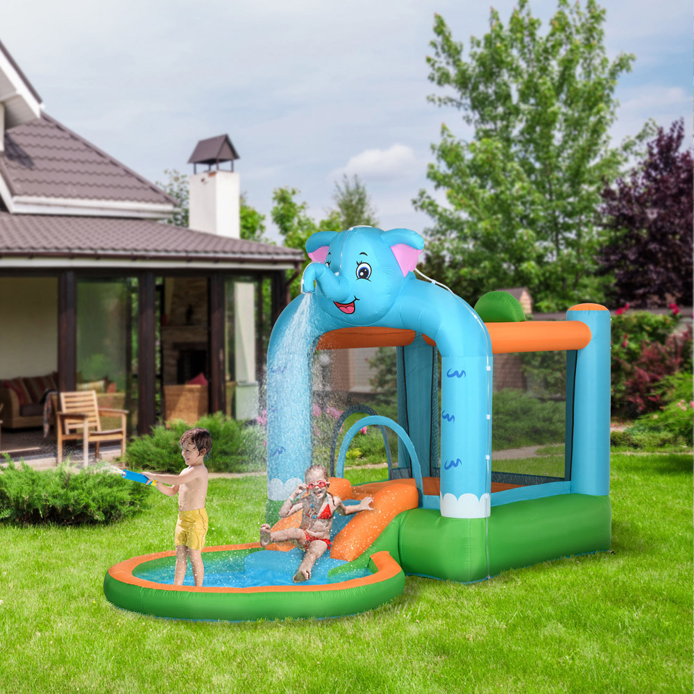 Outsunny 4 in 1 Inflatable Elephant Themed Water Park Image 2