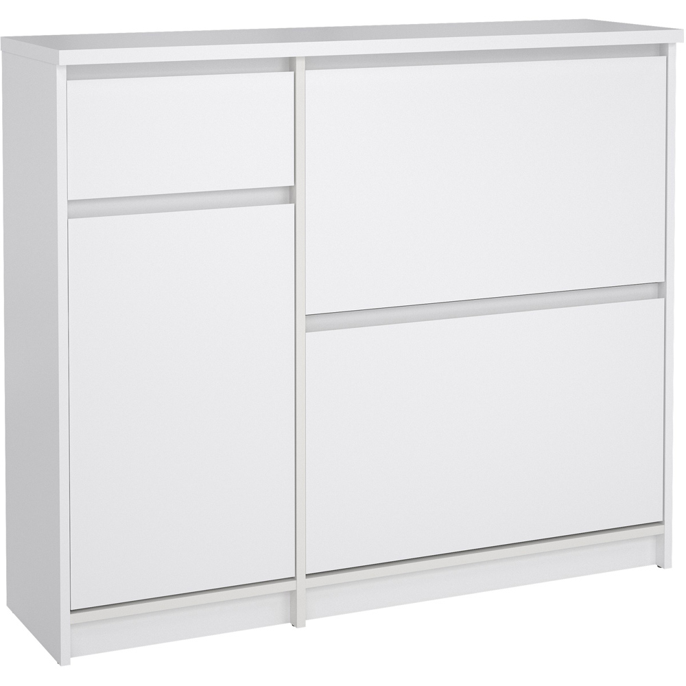 Florence Single Door 3 Drawer White High Gloss Shoe Cabinet Image 2