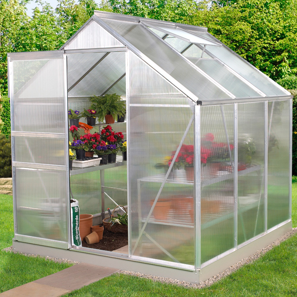 Vitavia Venus 3800 Silver Aluminium and Horticultural Glass 6 x 6ft Greenhouse  Image 3