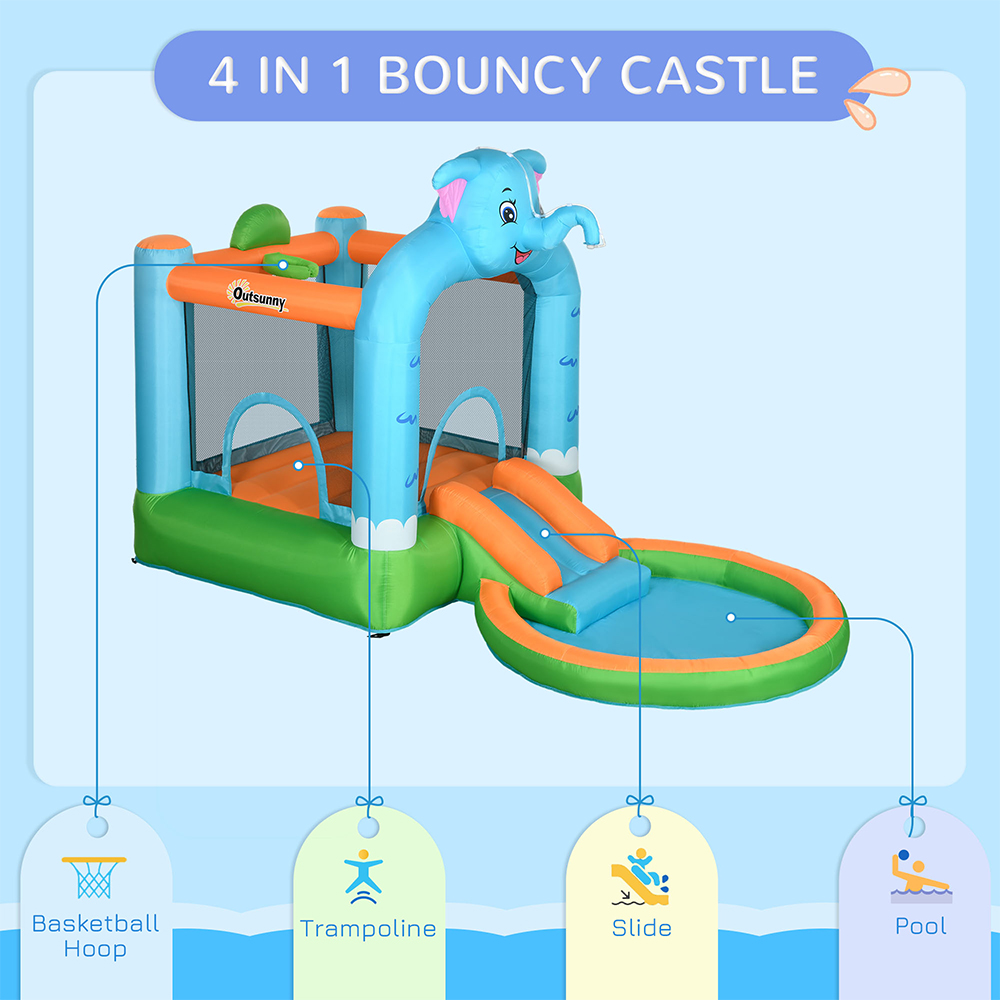 Outsunny 4 in 1 Inflatable Elephant Themed Water Park Image 5