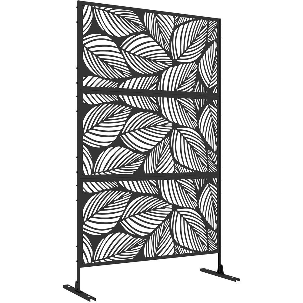 Outsunny 6.4 x 4ft Black Leaf Outdoor Privacy Screen Image 2