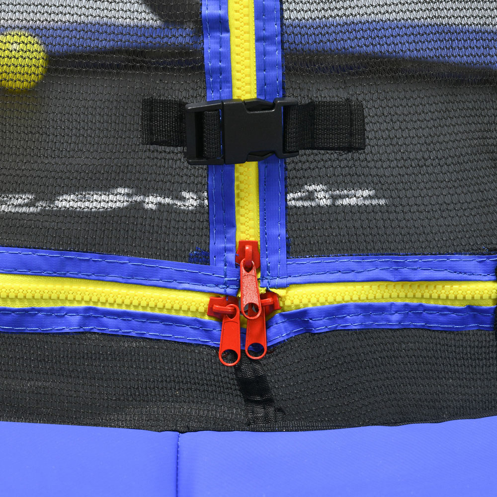 ZONEKIZ 4.6ft Blue Kids Trampoline with Enclosure Basketball and Sea Balls Image 3