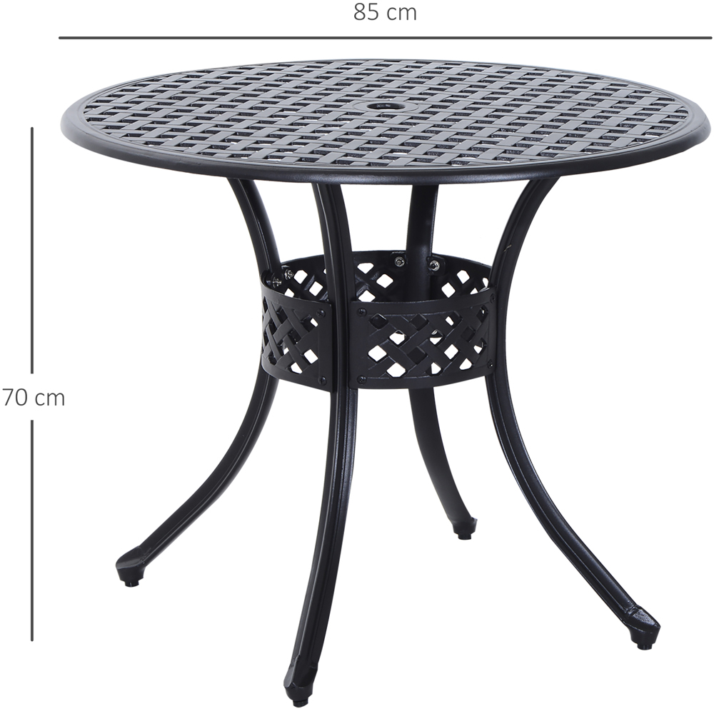 Outsunny Black Curved Metal Garden Table with Parasol Hole Image 8