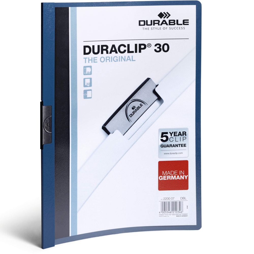 Durable Duraclip A4 Dark Blue 30 Document Folder with Metal Clip 25 Pack Image 3