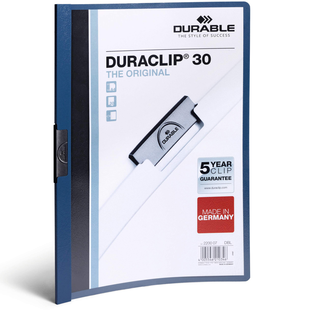 Durable Duraclip A4 Dark Blue 30 Document Folder with Metal Clip 25 Pack Image 2
