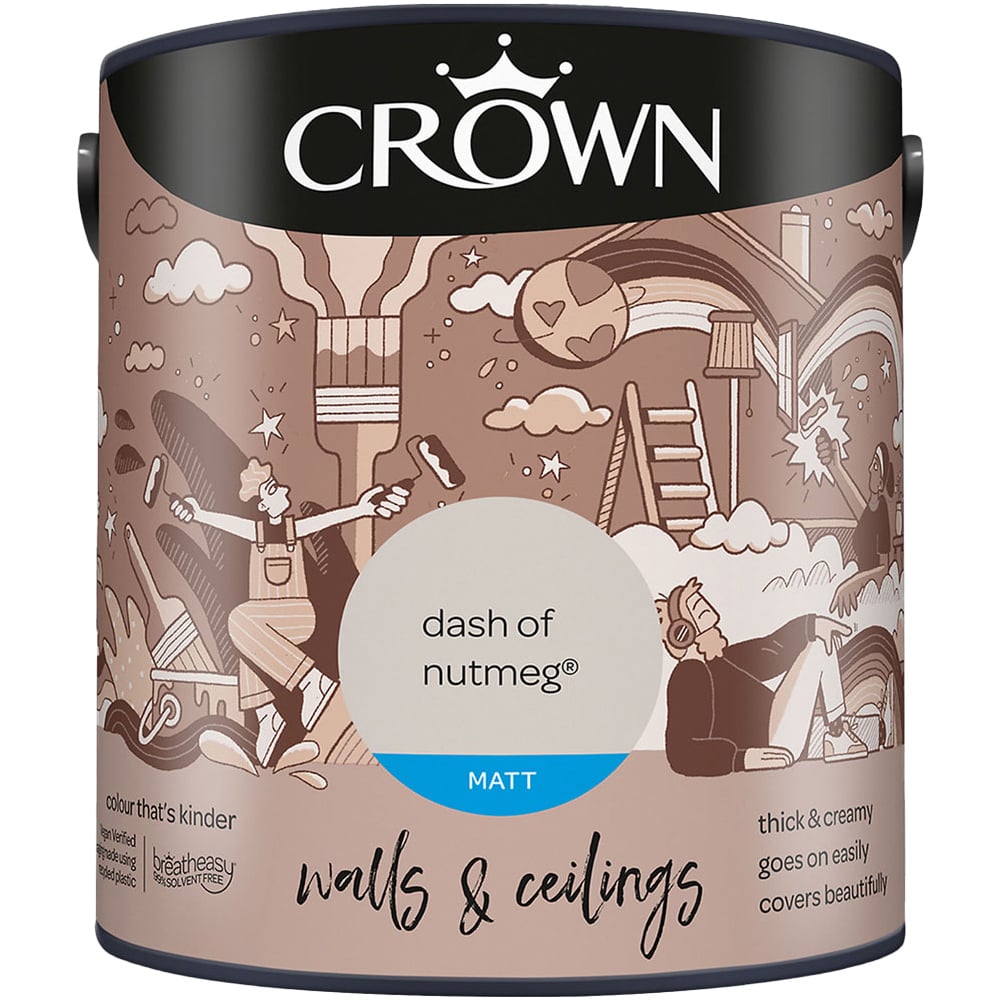 Crown Breatheasy Walls & Ceilings Dash of Nutmeg Matt Emulsion Paint 2.5L Image 2