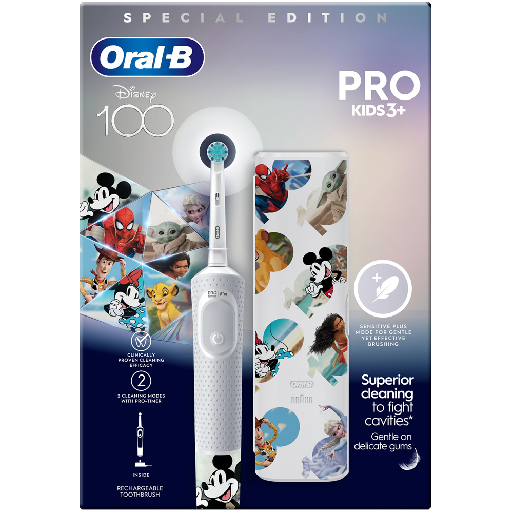Oral-B Disney 100 VitalityPro Kids Electric Toothbrush with Travel Case Image 1