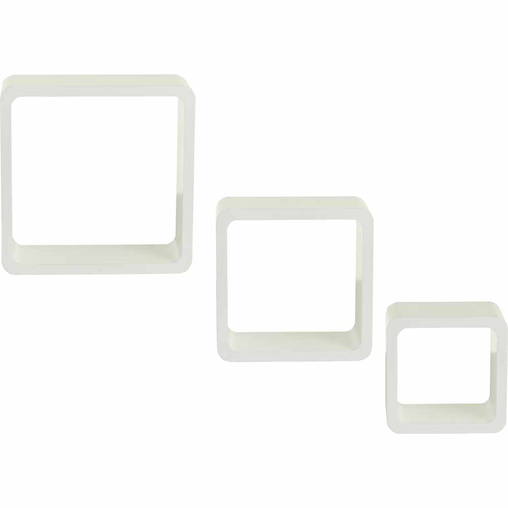Wilko Set 3 MDF Cube Shelves White Image 2