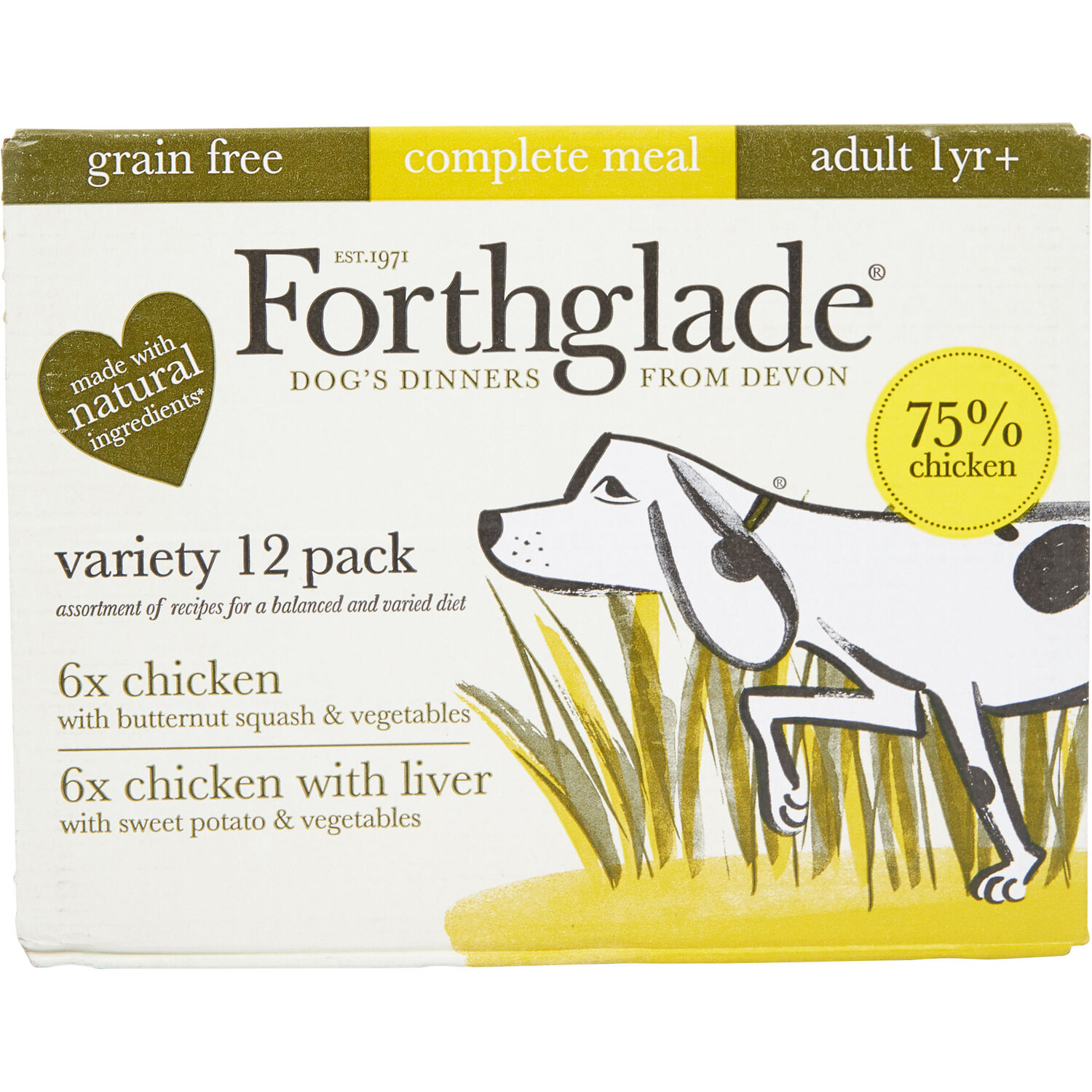 Forthglade Wet Dog Food Trays - 6 x Chicken / 6 x Chicken with Liver Image 1