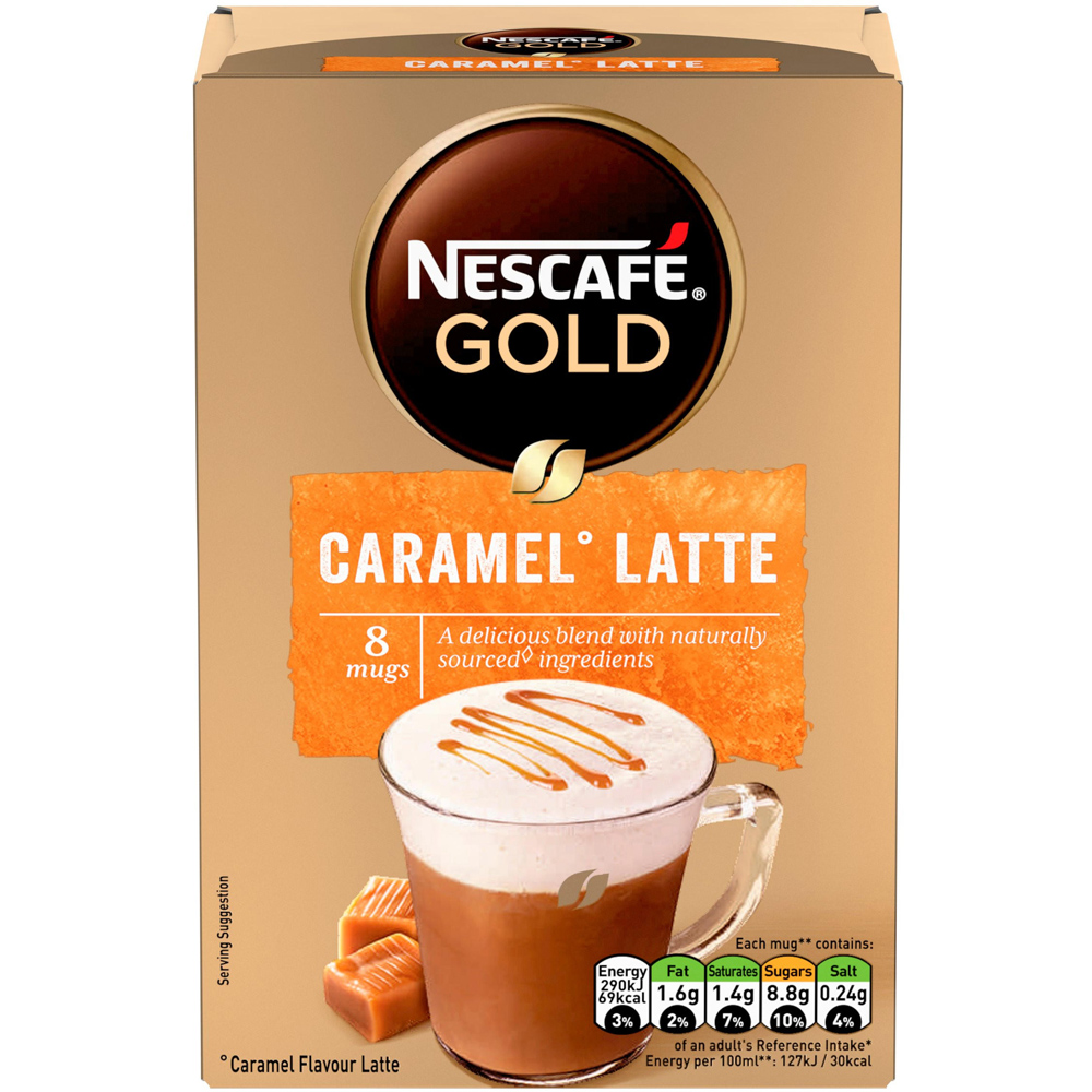 Nescafé Gold Caramel Latte Coffee Sachets 8 Pack Image