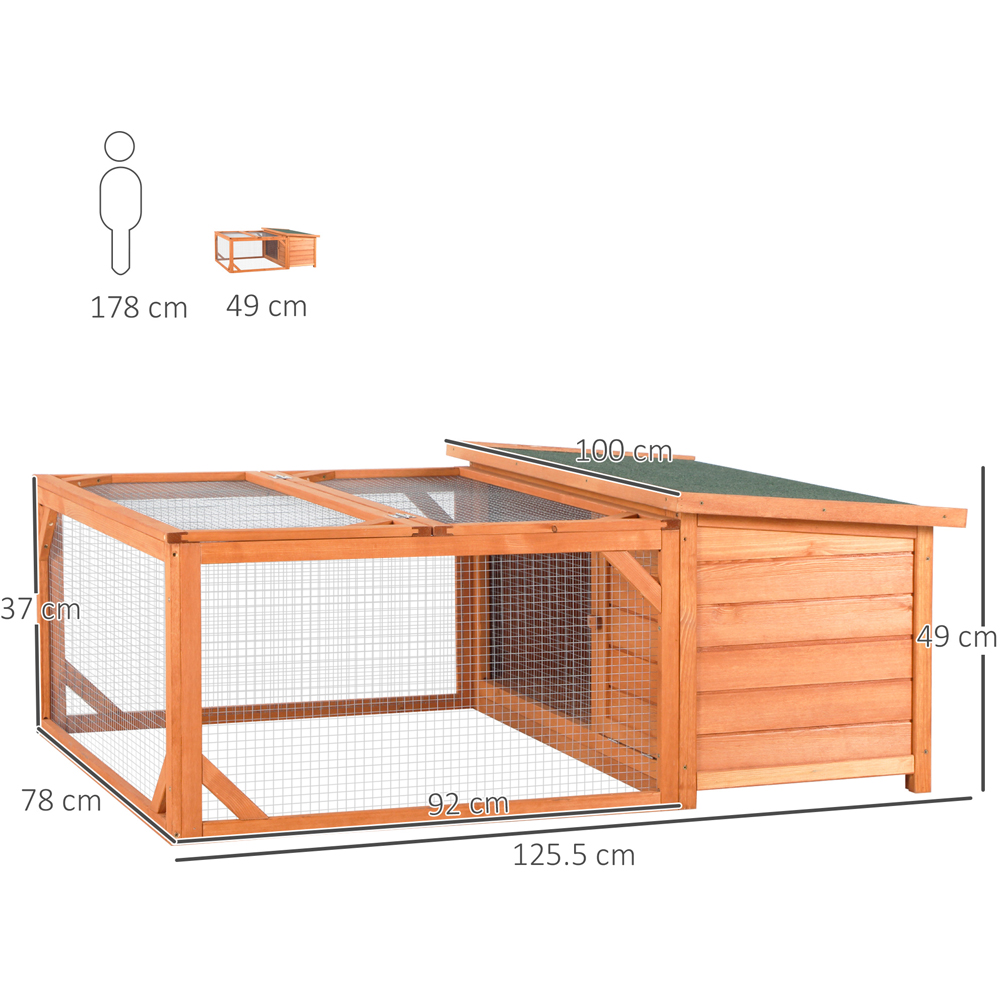 PawHut Wooden Rabbit Hutch with Openable Roof Image 6