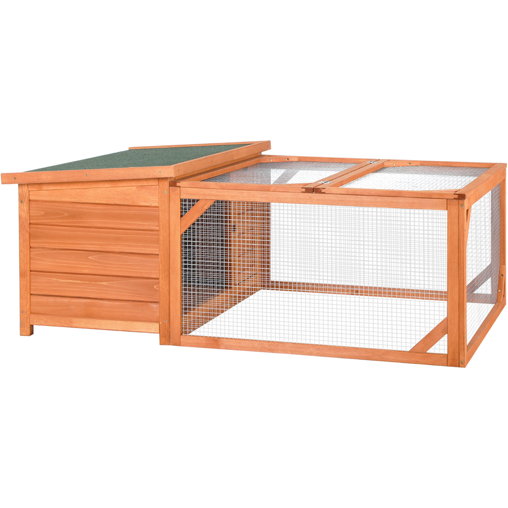 PawHut Wooden Rabbit Hutch with Openable Roof Image 1
