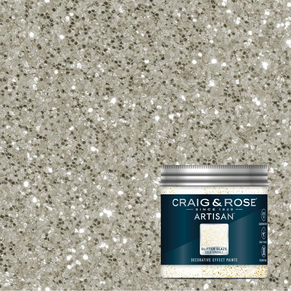 Craig & Rose Artisan Walls & Ceilings Glitter Glaze Gold Sparkle Paint 300ml Image 4