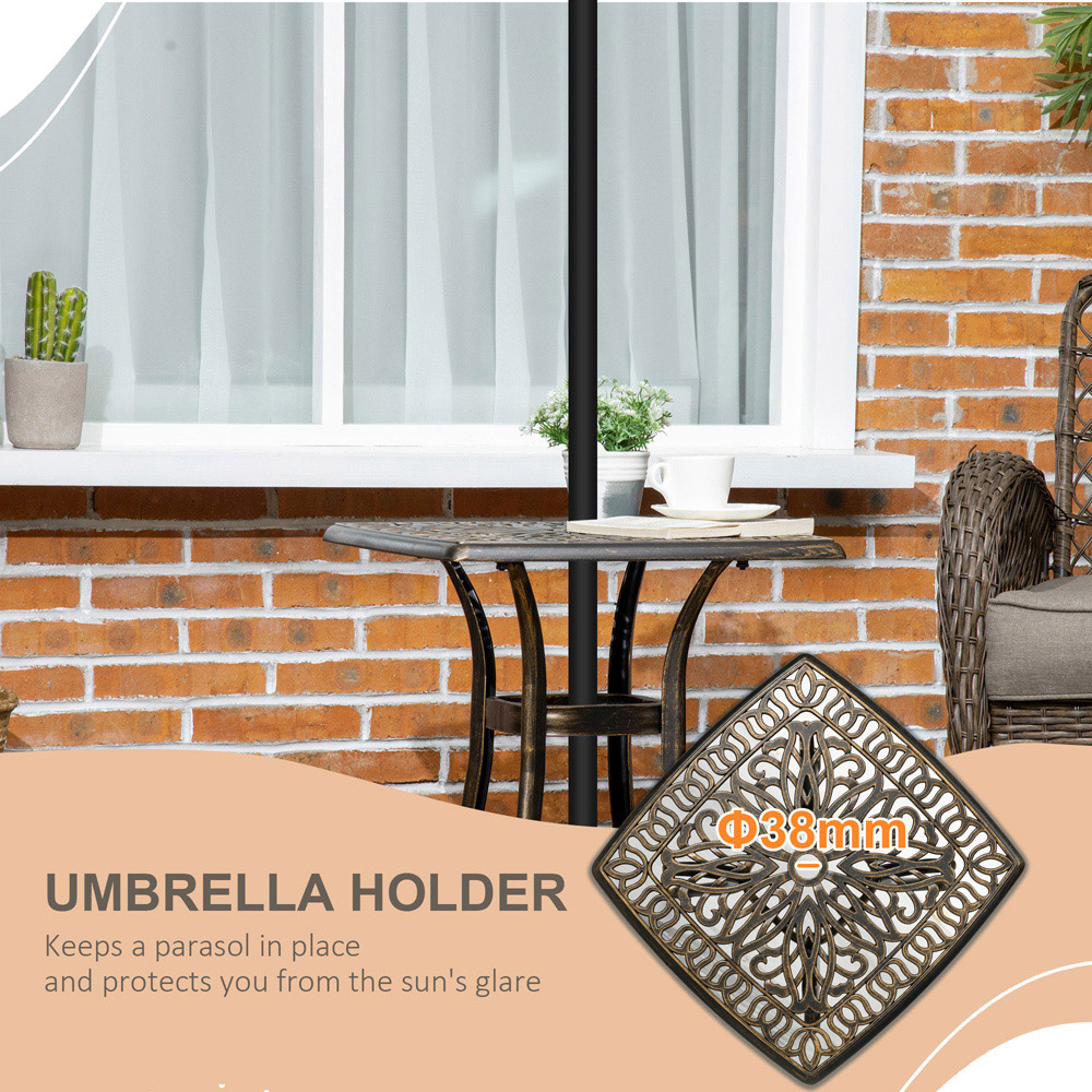 Outsunny Bronze Aluminium Garden Table with Umbrella Hole Image 5
