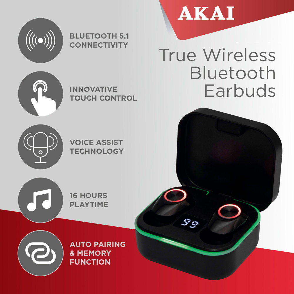 Akai Wireless Bluetooth Earbuds Image 2