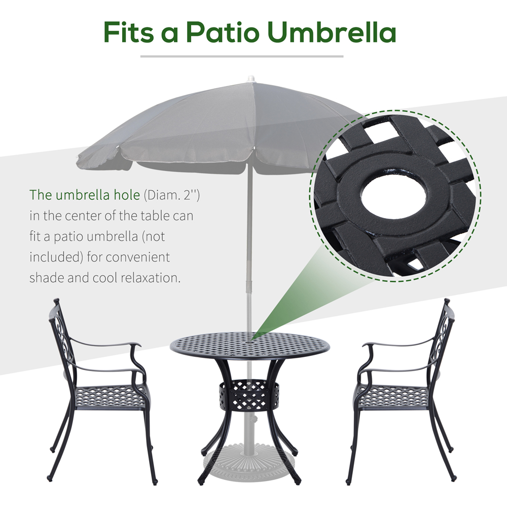 Outsunny Black Curved Metal Garden Table with Parasol Hole Image 7