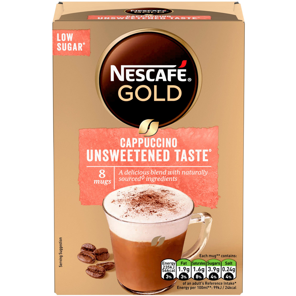 Nescafé Gold Unsweetened Cappuccino Coffee Sachets 8 Pack Image