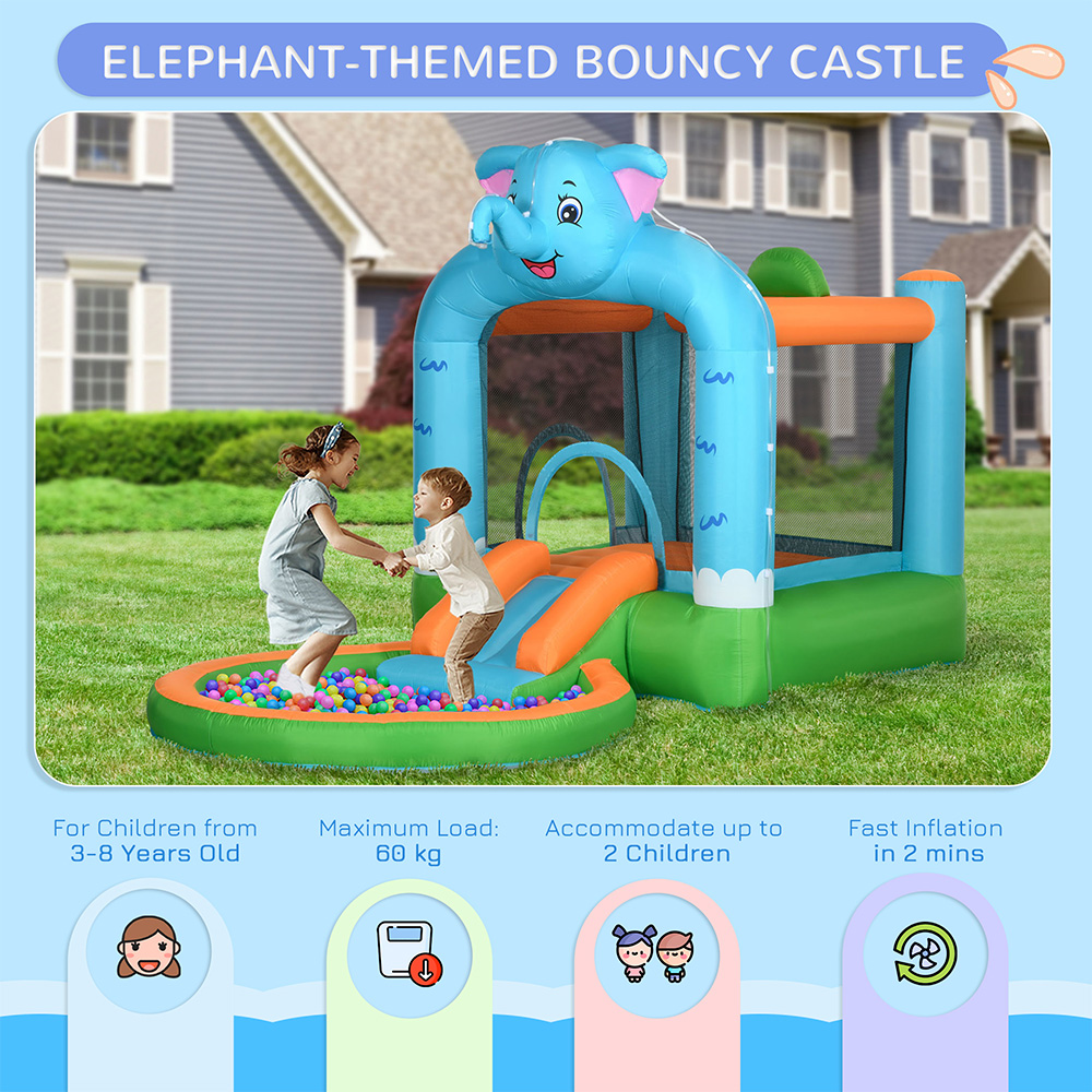 Outsunny 4 in 1 Inflatable Elephant Themed Water Park Image 6