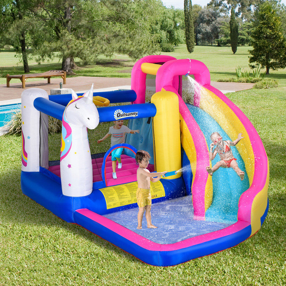 Outsunny 5 in 1 Unicorn Style Bouncy Castle with Blower Image 2