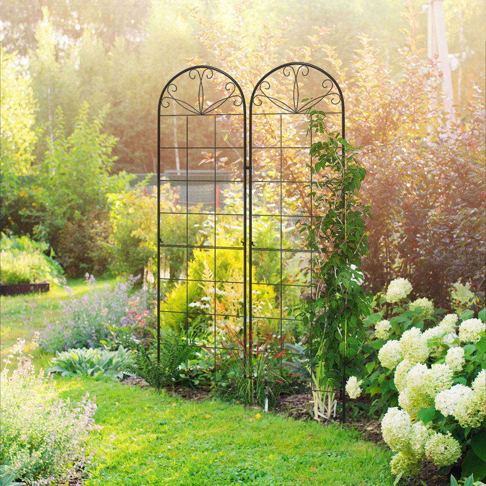 Outsunny Metal Grid Design Trellis Frames Garden Planter 2 Pack Image 2