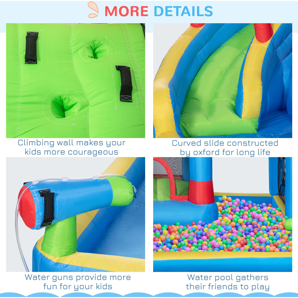 Outsunny 6 in 1 Kids Inflatable Bouncy Castle with Water Gun and Blower Image 6