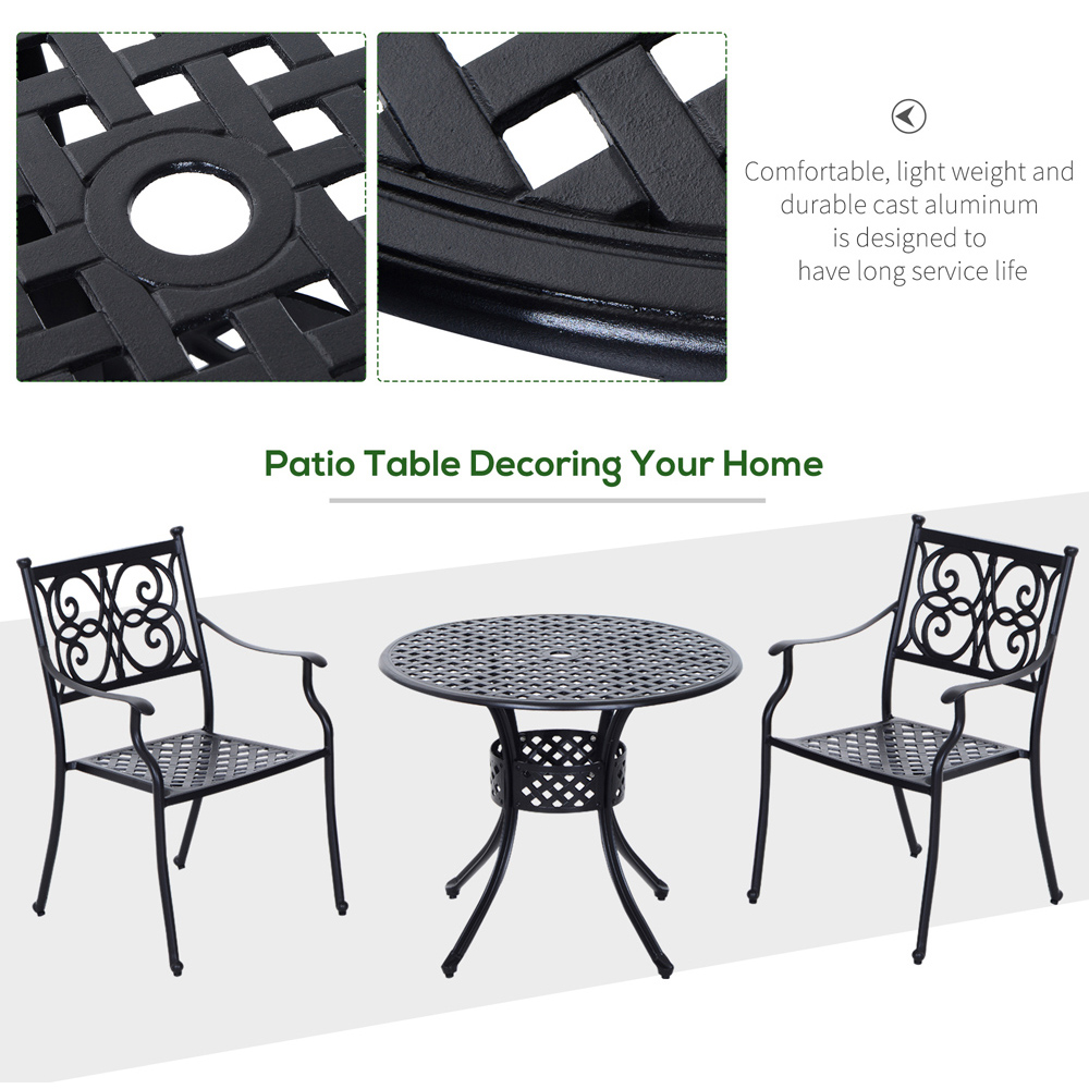 Outsunny Black Curved Metal Garden Table with Parasol Hole Image 5