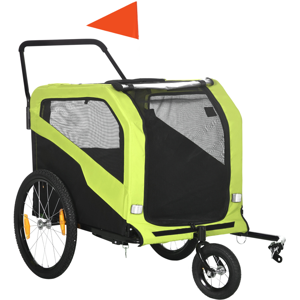 PawHut 2 in 1 Large Green Dog Trailer with Hitch Image 1