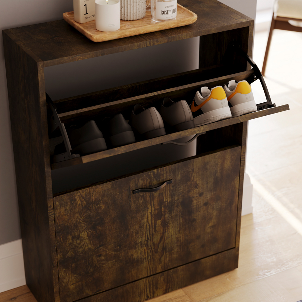 Vida Designs 2 Drawer Dark Wood Shoe Cabinet Image 3