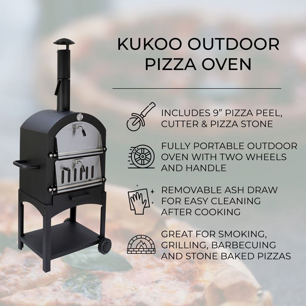 KuKoo Black Outdoor Pizza Oven and Cover Image 3