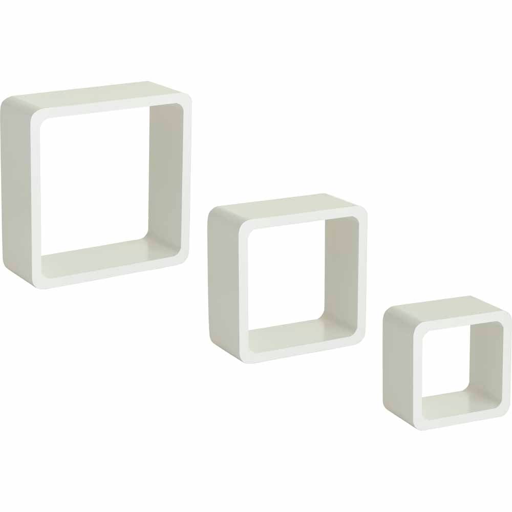 Wilko Set 3 MDF Cube Shelves White Image 1