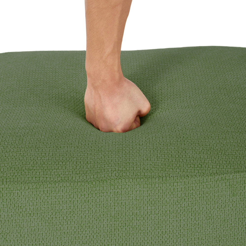Living and Home Green Chenille Pushback Recliner Chair with Footstool Image 8